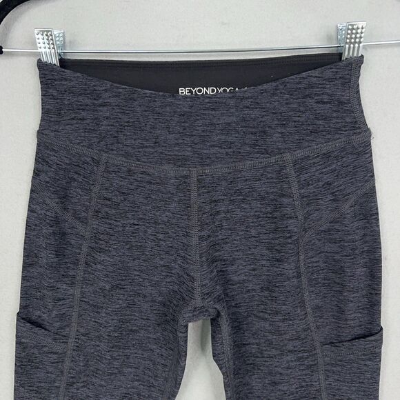 Beyond Yoga Leggings Womens Small Black Steel Spacedye Pocket Mesh Athleisure - Picture 2 of 16